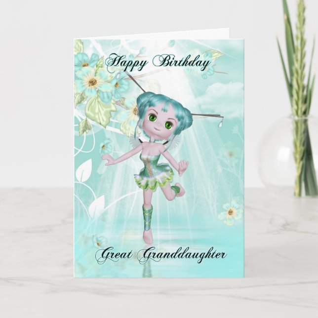 Tarjeta bisnieta lindo hada cumpleaños saludos (Anverso)
