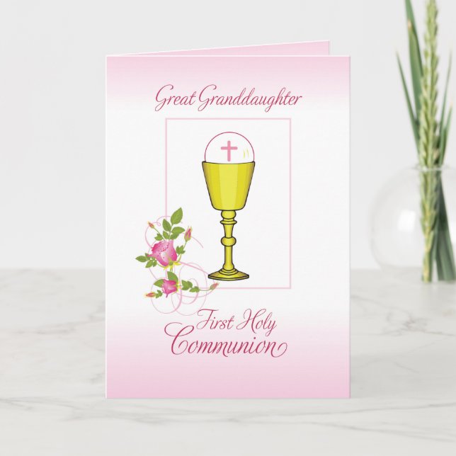 Tarjeta Bisnieta Rosa Primera Comunión (Anverso)