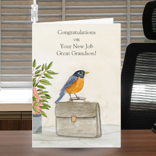 Tarjeta Bisnieto Felicitaciones Nuevo Trabajo Robin