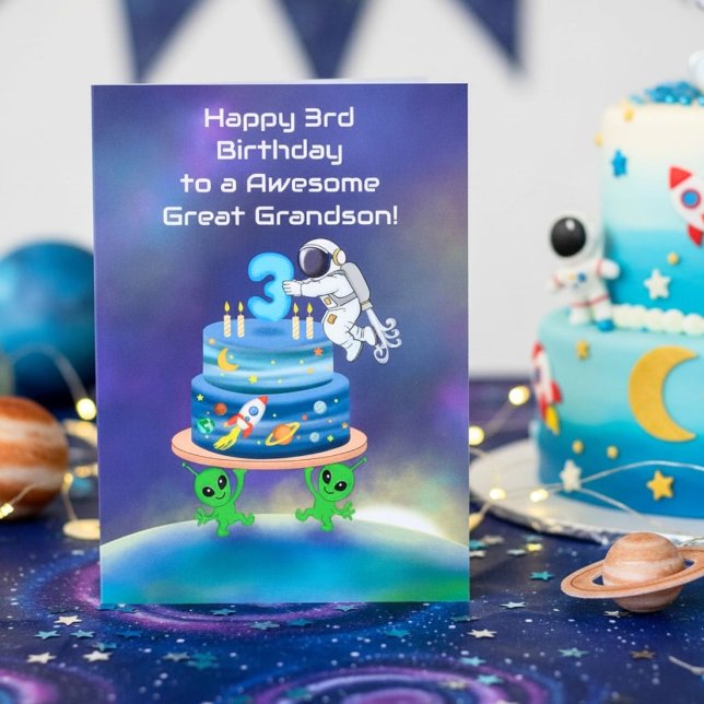 Tarjeta Bisnieto Feliz cumpleaños número 3 Astronauta (Subido por el creador)