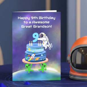 Tarjeta Bisnieto Feliz cumpleaños número 9 Astronauta