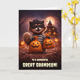 Tarjeta Bisnieto Lindo Feliz Halloween Mapache