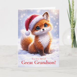 Tarjeta Bisnieto Navidad Fiesta con Zorro Lindo
