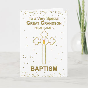 Tarjeta Bisnieto Personalizado Nombre Bautizo Dorado