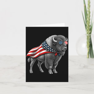 Tarjeta Bisonte Americano Búfalo 4 De Julio Bandera Patrió