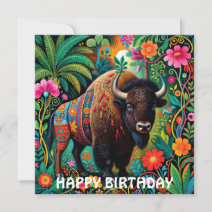 Tarjeta Bisonte Búfalo Animal Poderoso