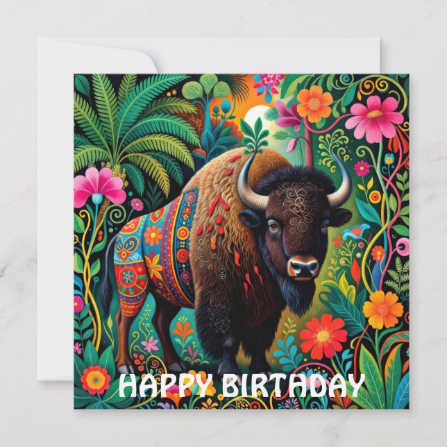 Tarjeta Bisonte Búfalo Animal Poderoso (Anverso)
