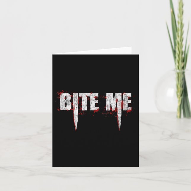 Tarjeta Bite Me Vampire Dientes Sangrientos Halloween (Anverso)