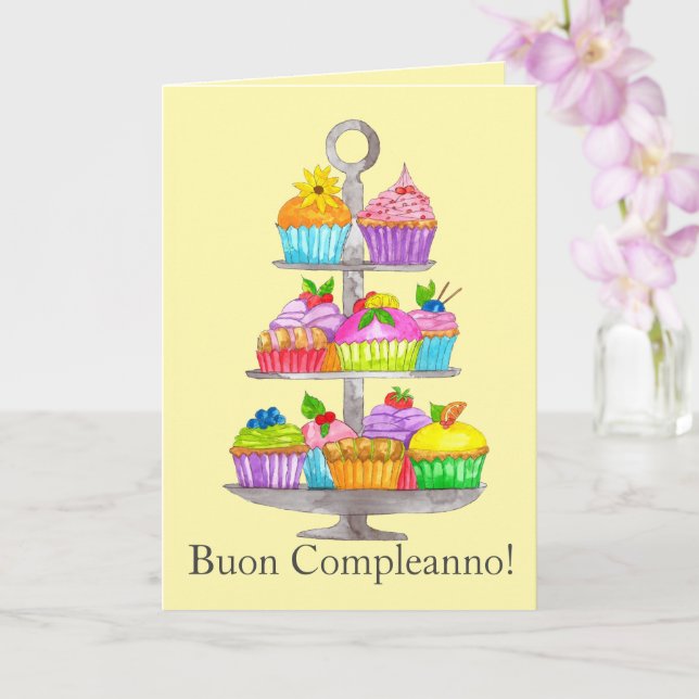 Tarjeta Bizcochitos acuáticos de cumpleaños de Italia (Orquídea)