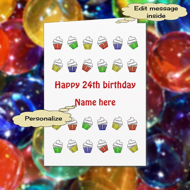 Tarjeta Bizcochitos personalizados por 24 años (24 cupcakes)