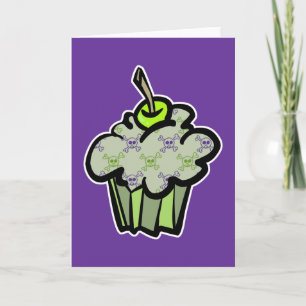 Tarjeta bizcocho de cráneo de punk verde