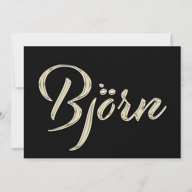 Tarjeta Björn Name white gold Handwriting Karte (Anverso)