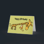 Tarjeta BL- Funny Monkey and Giraffe Birthday Card<br><div class="desc">Cute cartoon monkey dangling from giraffe neck birthday card says Do something fun!</div>