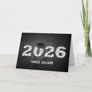 Tarjeta Black 2025 Graduation Cap On Black Rock