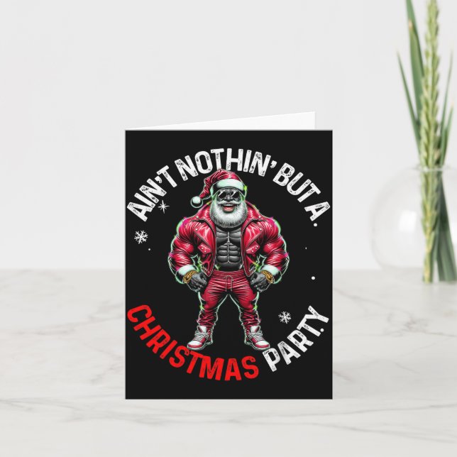 Tarjeta Black African American Santa Claus Christmas Pajam (Anverso)