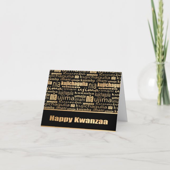 Tarjeta Black and Gold "Seven Principles" Kwanzaa (Anverso)