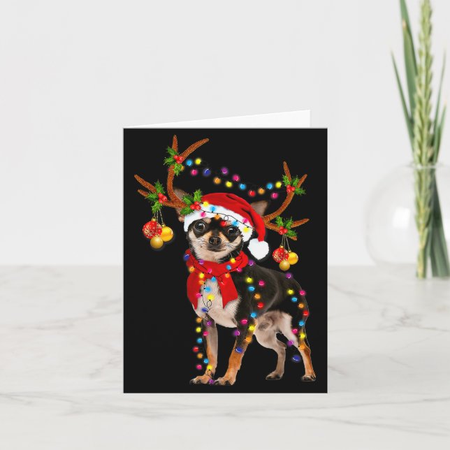 Tarjeta Black And Tan Chihuahua Gorgeous Reindeer Christma (Anverso)