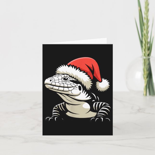 Tarjeta Black And White Argentine Tegu Christmas Ugly Xmas (Anverso)