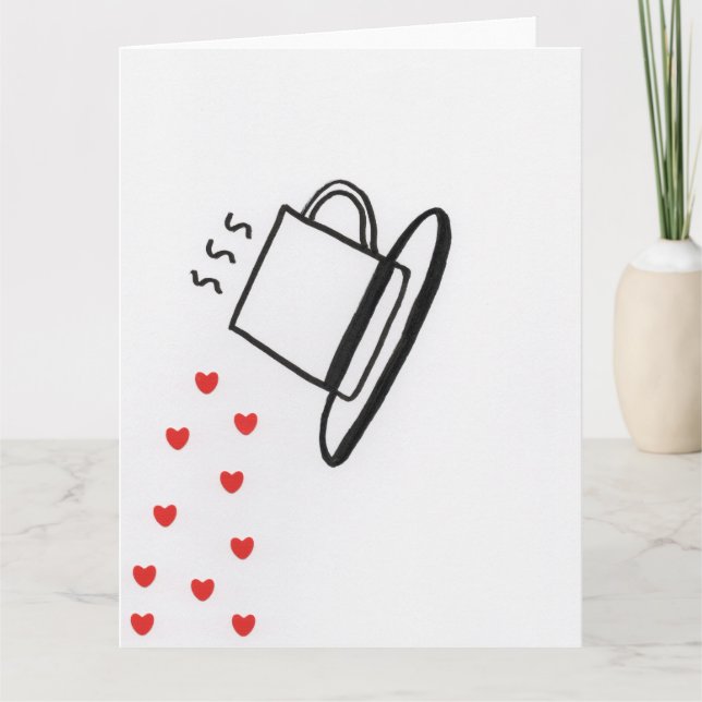 Tarjeta Black and White Cup with Red Hearts Pouring (Anverso)