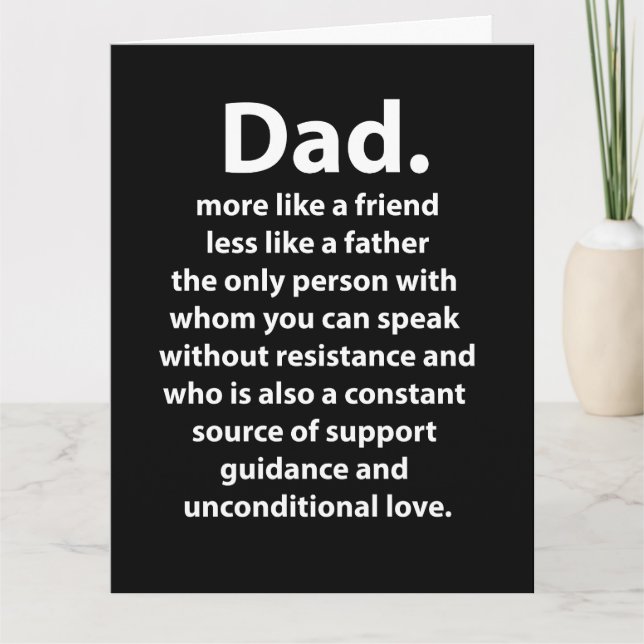 Tarjeta Black and White Dad Daddy Quote  (Anverso)