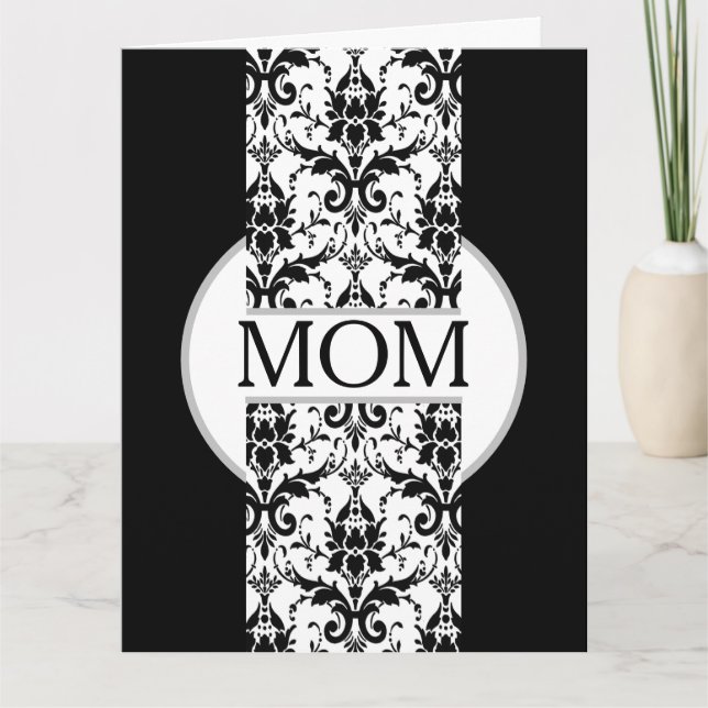 Tarjeta Black and White Fleur de lis Mother's Day  (Anverso)