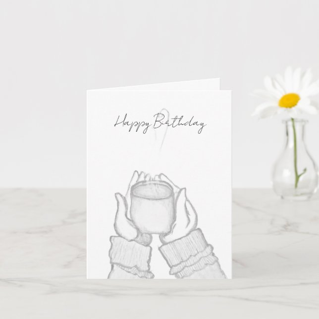 Tarjeta black and white hands with coffee on Note Card (Planta pequeña)