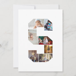Tarjeta Black and White Letter S Photo Collage