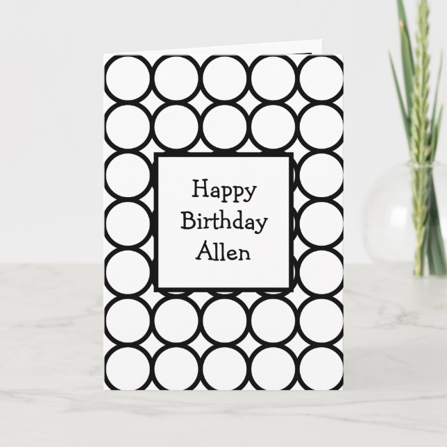 Tarjeta Black and White Modered Personalized Feliz cumplea (Anverso)