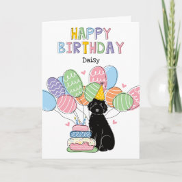 Tarjeta Black Aussiedoodle Dog Happy Birday