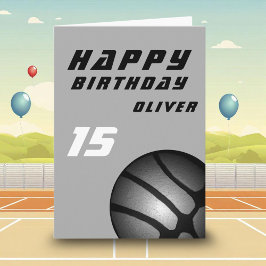 Tarjeta Black Basketball Ball Sports Boys Feliz cumpleaños
