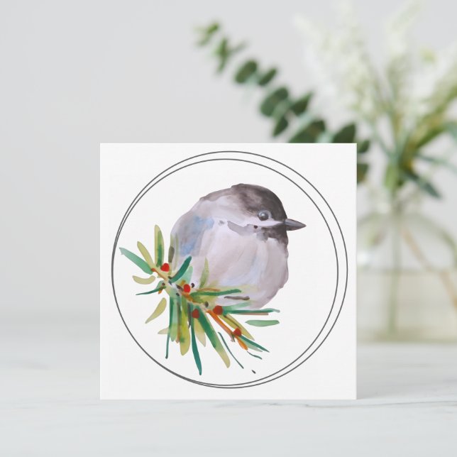 Tarjeta Black Capped Chickadee Watercolour (Anverso de pie)