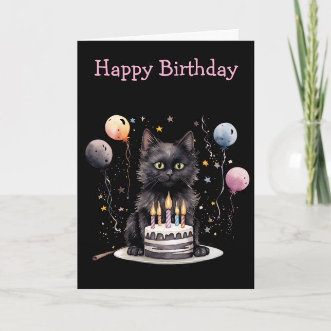 Tarjeta Black Cat Birthday (Anverso)