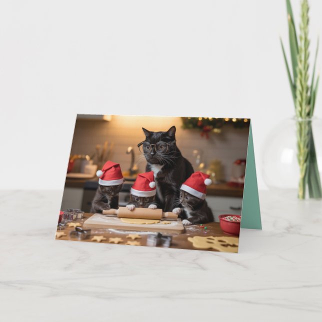 Tarjeta Black Cat Christmas Cookies Card (Anverso)