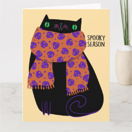 Tarjeta Black Cat Fall Season Halloween Spookone Cute