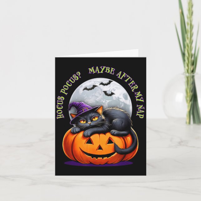 Tarjeta Black Cat Halloween Funny Pumpkin Costume Gift  (Anverso)