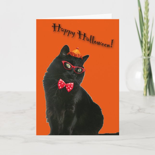 Tarjeta Black Cat Happy Halloween Card (Anverso)