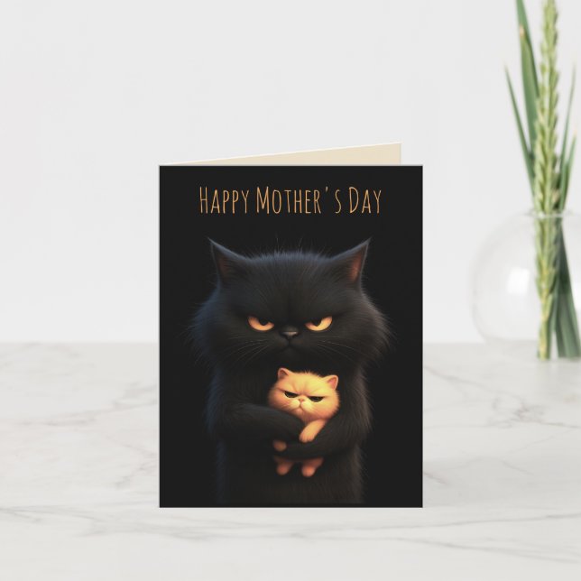 Tarjeta Black Cat Happy Mother's Day (Anverso)