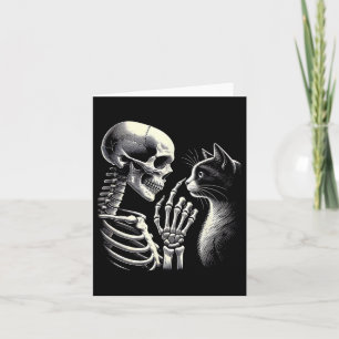 Tarjeta Black Cat Nose Skeletand Funny Halloween Cat L