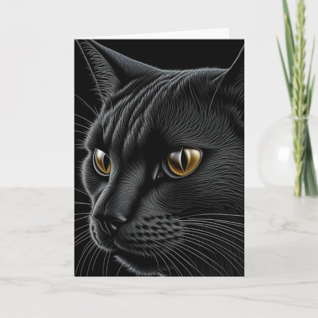 Tarjeta Black Cat Pun Happy Birday (Anverso)