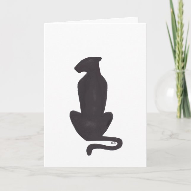 Tarjeta Black Cat Silhouette white cool cats greeting card (Anverso)