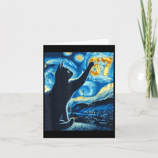 Tarjeta Black Cat Starry Night Van Gogh Cat 67 Six Seven M (Anverso)