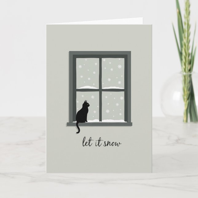 Tarjeta Black Cat Window Let It Snow WinCard (Anverso)