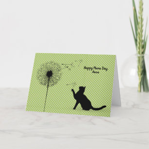 Tarjeta Black cat y dandelion Name Day