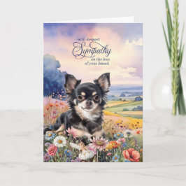 Tarjeta Black Chihuahua Field of Wildflowers Pet Sympathy