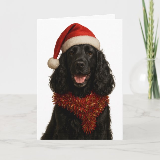 Tarjeta Black Cocker Spaniel Happy Christmas card (Anverso)