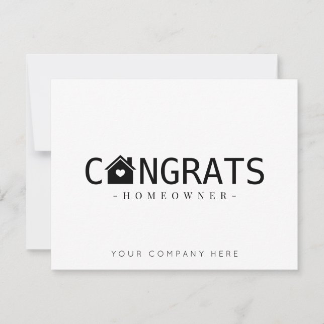Tarjeta Black Congrats New Homeowner Real Estate (Anverso)
