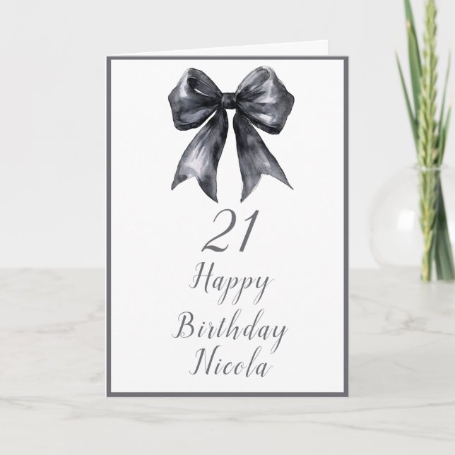 Tarjeta Black Coquette Bow Birday Party (Anverso)