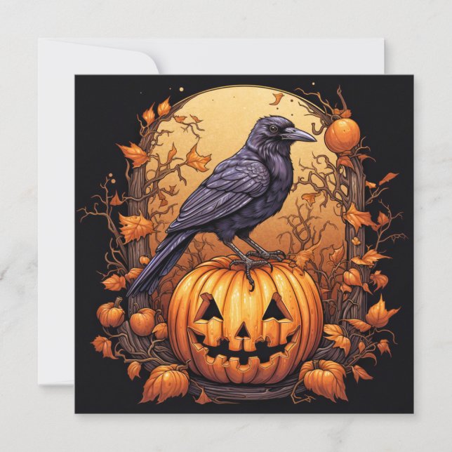 Tarjeta Black Crow Happy Halloween (Anverso)