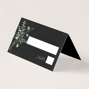 Tarjeta Black Elegant Wildflower Boda Place Card