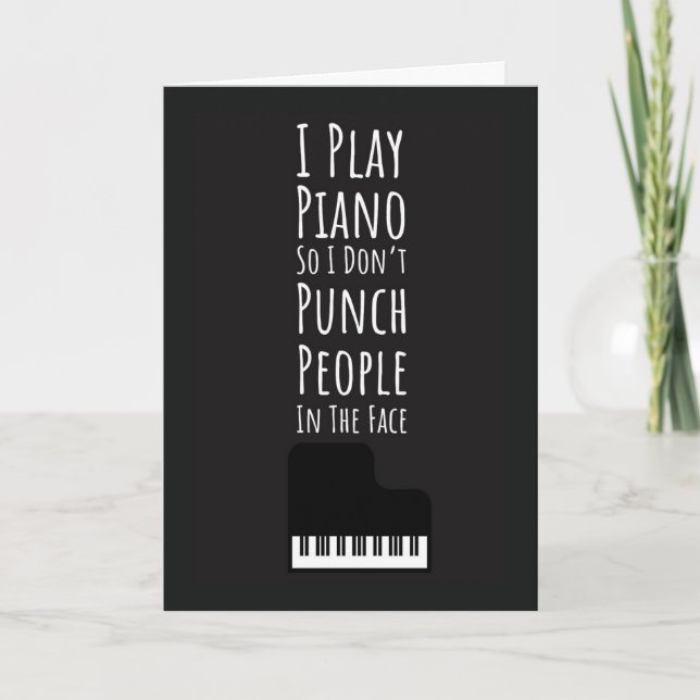 Tarjeta Black Funny Piano Player Cards Pianist Musician  (Anverso)